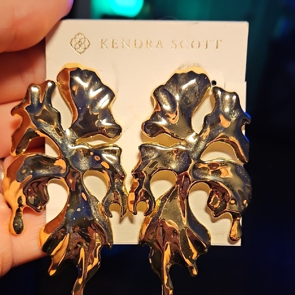 Kendra Scott Metallic Gold Statement Earrings